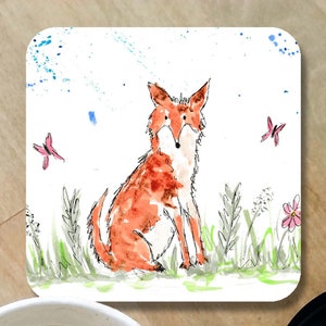 Fox coaster, wooden coaster, fox gift, fox lover, table coaster, drink coaster, tile coaster, housewarming gift, coaster, wildlife