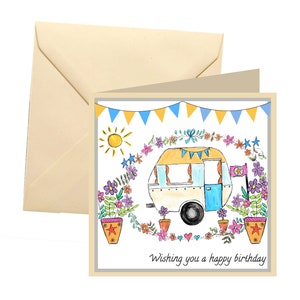 Tarjeta de cumpleaños de caravana, tarjeta de cumpleaños, tarjeta de caravana, tarjeta de camping, amante de la caravana, linda tarjeta de cumpleaños