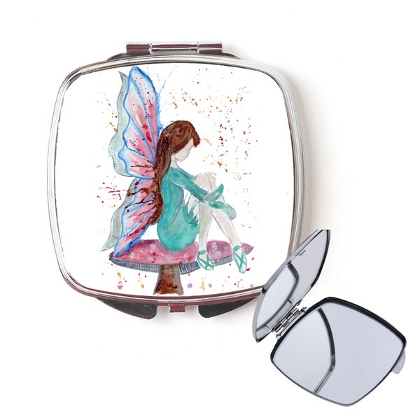 Fairy compact mirror, handbag mirror, fairy mirror, Christmas gift, for her, personalised mirror, secret santa, pocket mirror