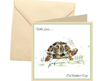 Carte de fête des mères animal, carte vierge, carte de fête des mères tortue, carte de fête des mères, fête des mères, carte tortue pour maman, tortue, carte tortue