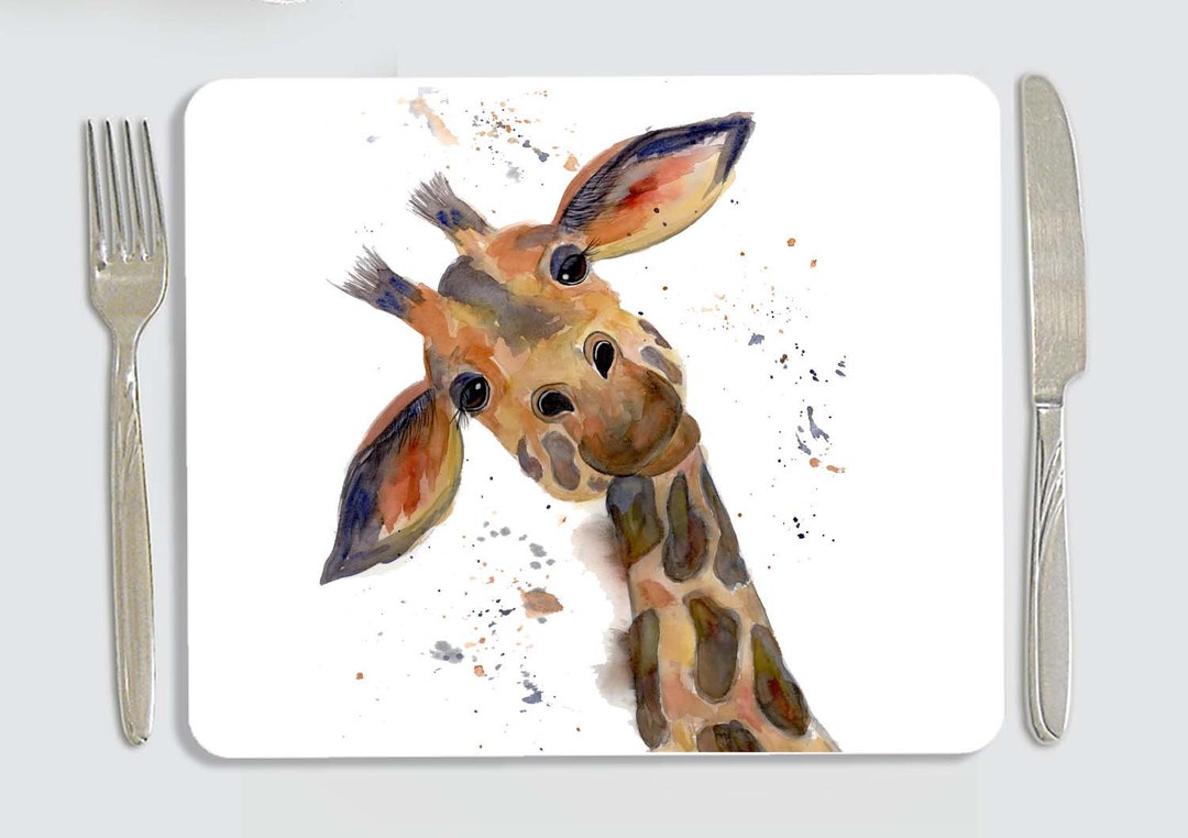 Giraffe Placemat Personalised Giraffe Placemat Childrens Etsy