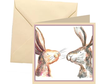 Rabbit greetings card, blank card, greetings card, birthday card, note card, thank you card, rabbit thank you card, rabbit card, rabbit