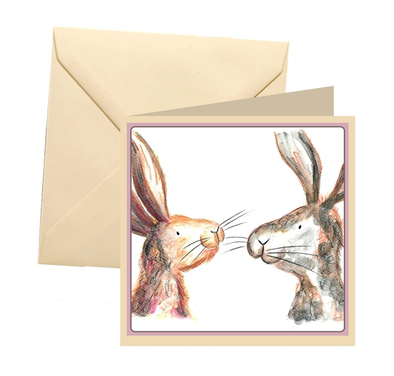 Rabbit greetings card, blank card, greetings card, birthday card, note card, thank you card, rabbit thank you card, rabbit card, rabbit image 1