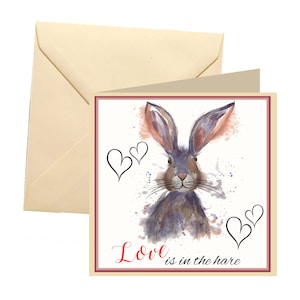 Hare valentines card, valentines card, rabbit valentines card, fun valentines card, lovers card, love you card