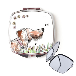 Dog compact mirror, handbag mirror, dog mirror, Christmas gift, for her, personalised mirror, secret santa, pocket mirror