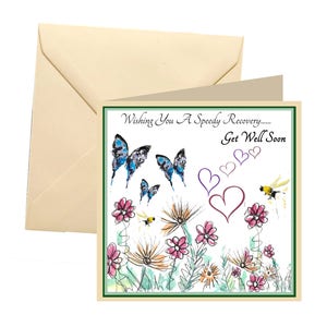 Carte de rétablissement, carte florale de rétablissement, carte de rétablissement, carte de maladie, carte de maladie
