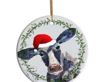 Cow tree decoration, Personalised Christmas decoration, cow christmas, personalised decoration, ceramic