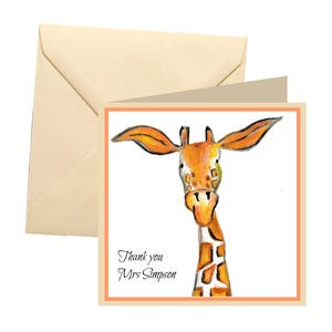 Giraffe teacher card, personalised teacher card, teacher card, cute teacher card