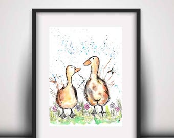 Giclee print, ducks PRINT, duck family print, duck art, watercolour painting, duck lover gift