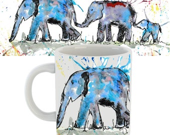 Elephant mug, elephant gift, elephant, elephant family, ceramic mug, elephant cup, animal mug