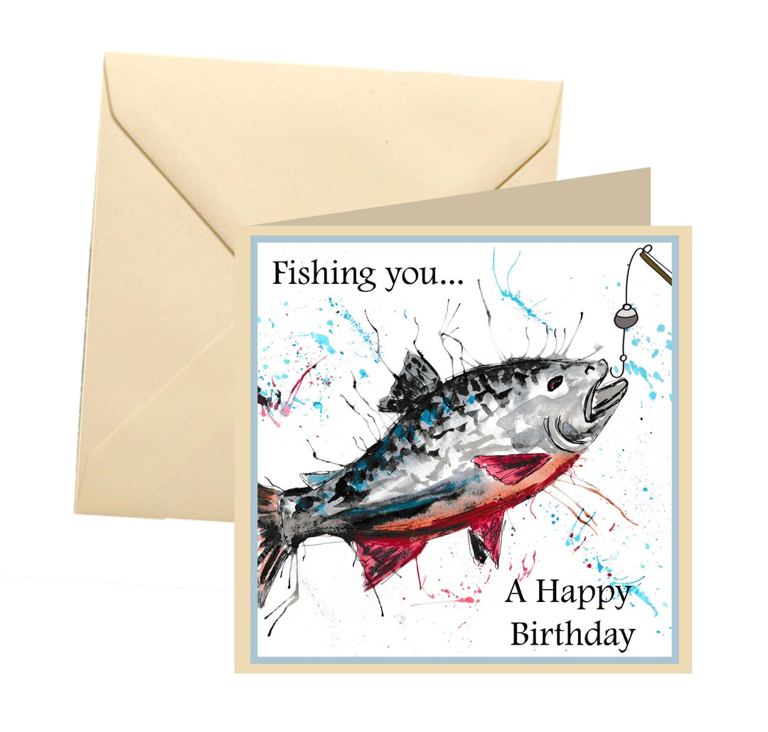 Fishing Birthday Card, Blank Card, Greetings Card, Birthday Card ...
