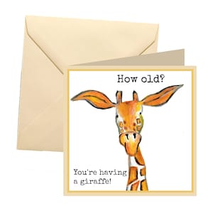 Age card, Giraffe greetings card, blank card, greetings card, birthday card, giraffe card, giraffe birthday, note card, giraffe