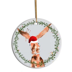 Rabbit tree decoration, Personalised Christmas decoration, rabbit christmas, babies 1st christmas decoration, ceramic