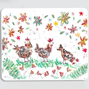 Hens placemat, personalised hens placemat, hen lover gift, hens kitchenware, chicken gift, chicken placemat, country kitchen
