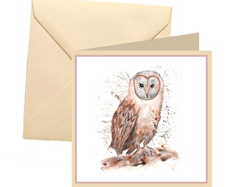 Owl greetings card, blank card, greetings card, birthday card, note card, thank you card, owl thank you card, owl card