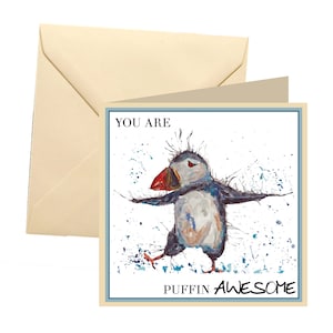 Carte de vœux macareux, carte blanche, carte de vœux, carte d’anniversaire, carte de note, carte d’anniversaire, carte vierge macareux, carte animal drôle
