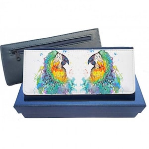 Bolsa papagaio, bolsa azul marinho, bolsa de couro, presente de papagaio, carteira de papagaio, bolsa de couro de papagaio, presente de arara