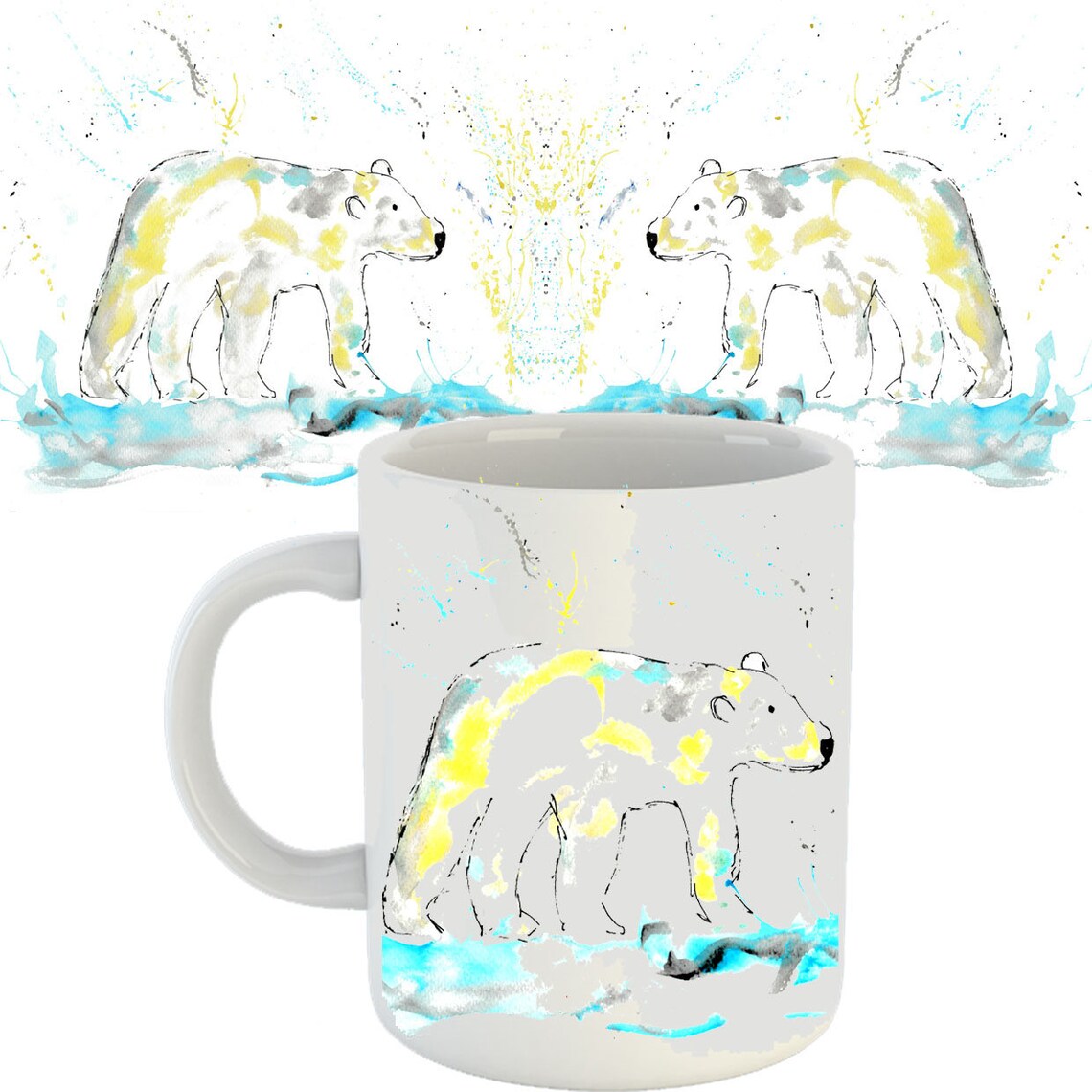 Polar bear mug polar bear gift polar bear ceramic mug Etsy