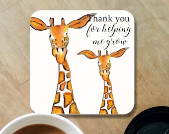 Giraffe coaster, teacher coaster, giraffe gift, table coaster, drink coaster, teacher gift, coaster, giraffe, home decor