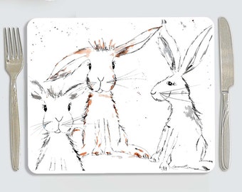 Rabbit placemat, personalised rabbit placemat, childrens placemat, country kitchen