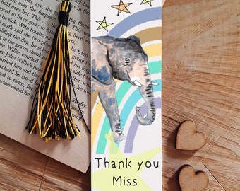 Teacher elephant bookmark, metal bookmark, book lover, elephant lover gift, cute bookmark, nursery assistant