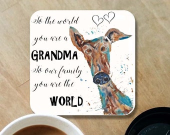 Grandma coaster, Gran coaster, wooden coaster, Gran gift, table coaster, drink coaster, greyhound coasters, Grandma gift, Mother's day