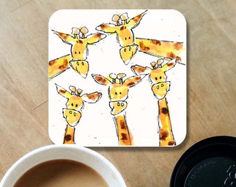 Crazy Giraffe coaster, ceramic coaster, giraffe gift, table coaster, drink coaster, housewarming gift, coaster, giraffe, home decor