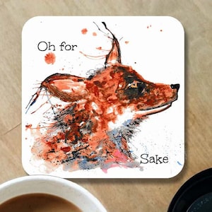 For fox sake coaster, wooden coaster, fox gift, fox lover, table coaster, drink coaster, tile coaster, housewarming gift, coaster, wildlife