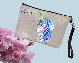 Unicorn make up bag, make up pouch, cosmetic pouch, toiletries bag, unicorn lover gift, personalised