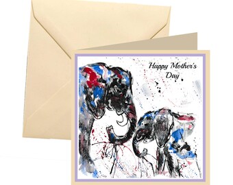 Carte de fête des mères animaux, carte vierge, carte de fête des mères éléphant, carte de fête des mères, fête des mères, carte éléphant pour maman, éléphant