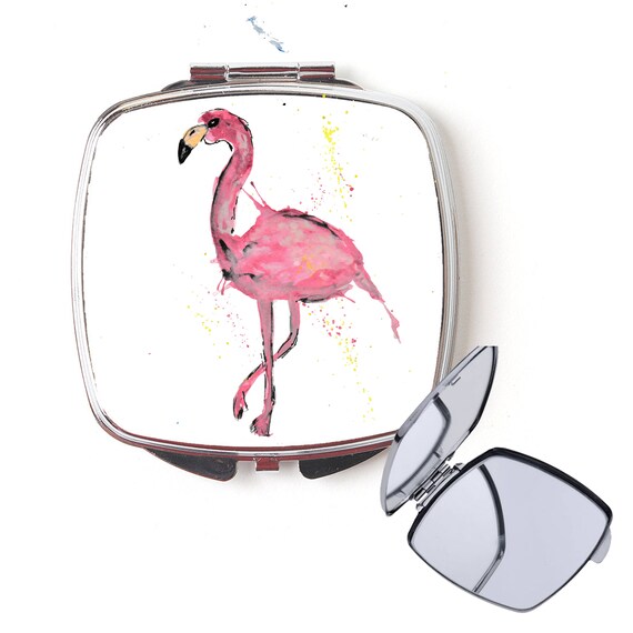 Flamingo Compact Mirror Handbag Mirror Pink Flamingo Mirror Etsy