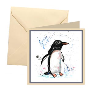 Penguin greetings card, blank card, greetings card, birthday card, note card, thank you card, penguin blank card, penguin birthday card
