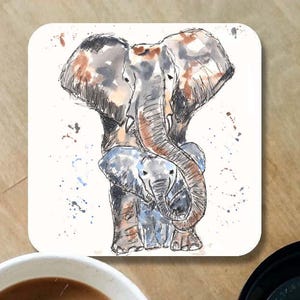 Untersetzer Elefantenfamilie, Untersetzer Elefant, Untersetzer Elefant, Geschenk für Elefanten, Untersetzer Elefant, Geschenk für Elefanten, Untersetzer, Untersetzer