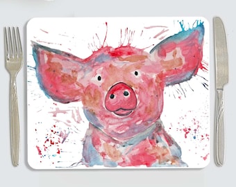 Pig placemat, personalised pig placemat, pig love gift, pig kitchenware, personalised gift, cute pig gift