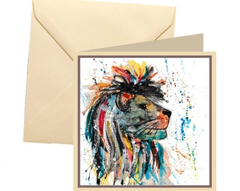 Lion greetings card, blank card, greetings card, birthday card, note card, thank you card, lion thank you card, lion card, lion