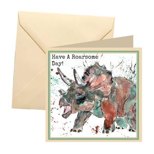 Dinosaur greetings card, card blank, card greetings, card, birthday card, dinosaur card, childrens card, kids card, childrens birthday card