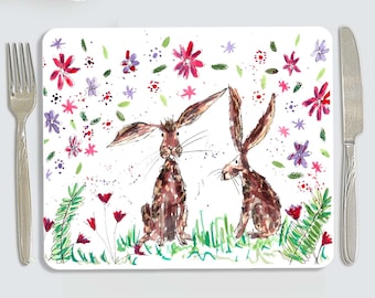 Rabbit placemat, personalised rabbit placemat, childrens placemat, country kitchen