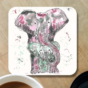 Untersetzer Elefantenfamilie, Untersetzer Elefant, Untersetzer Elefant, Geschenk für Elefanten, Untersetzer Elefant, Geschenk für Elefanten, Untersetzer, Untersetzer