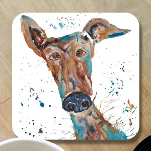 Greyhound coaster, greyhound art coaster, wooden coaster, personalised coaster, hand made coaster, kitchenware, greyhound gift, lurcher gift