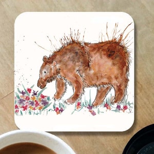 Bear coaster, wooden coaster, brown bear gift, table coaster, drink coaster, tile coaster, coaster, brown bear, home decor, grizzly bear