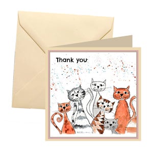 Cat thank you card, blank card, greetings card, thank you card, cat greetings card