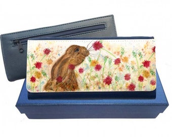 Hare purse, navy purse, pink purse, leather purse, hare gift, rabbit leather purse, hare gift, gift for mu, Christmas gift