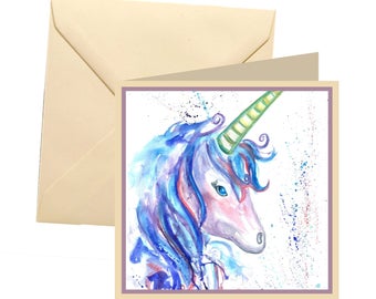 Unicorn greetings card, blank card, greetings card, birthday card, unicorn card, unicorn birthday, note card, thank you card