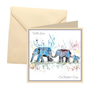 Tarjeta del día de las madres animales, tarjeta en blanco, tarjeta del día de las madres elefante, tarjeta del día de las madres, día de las madres, tarjeta de elefante para mamá, familia de elefantes