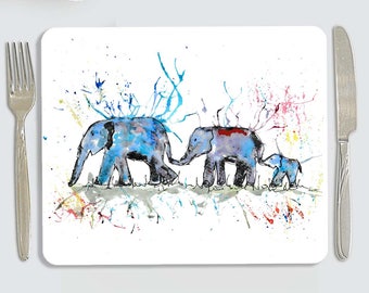 Elephant placemat, personalised elephant placemat, childrens placemat, country kitchen, elephant