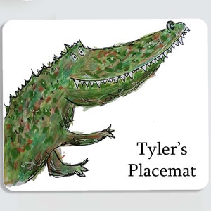 Crocodile placemat, personalised crocodile placemat, childrens placemat, personalised gift, kids