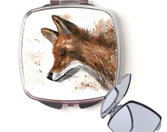 Miroir compact Fox, miroir de sac à main, miroir fox, cadeau pour maman, pour elle, miroir personnalisé, miroir de poche