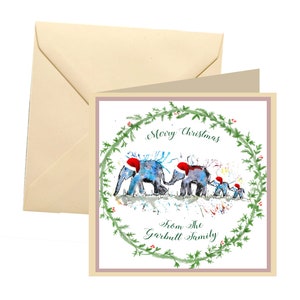 Tarjeta de Navidad personalizada, tarjeta de Navidad familiar, Feliz Navidad, tarjeta de Navidad única, tarjeta de elefante, tarjeta personalizada