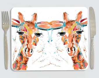 Giraffe placemat, personalised giraffe placemat, childrens placemat, dining placemat