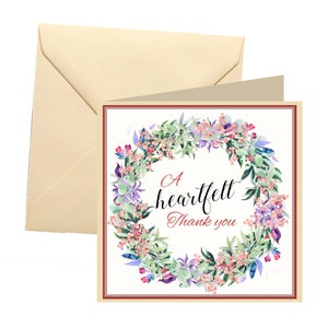 Floral thank you card, blank card, greetings card, thank you card, floral greetings card